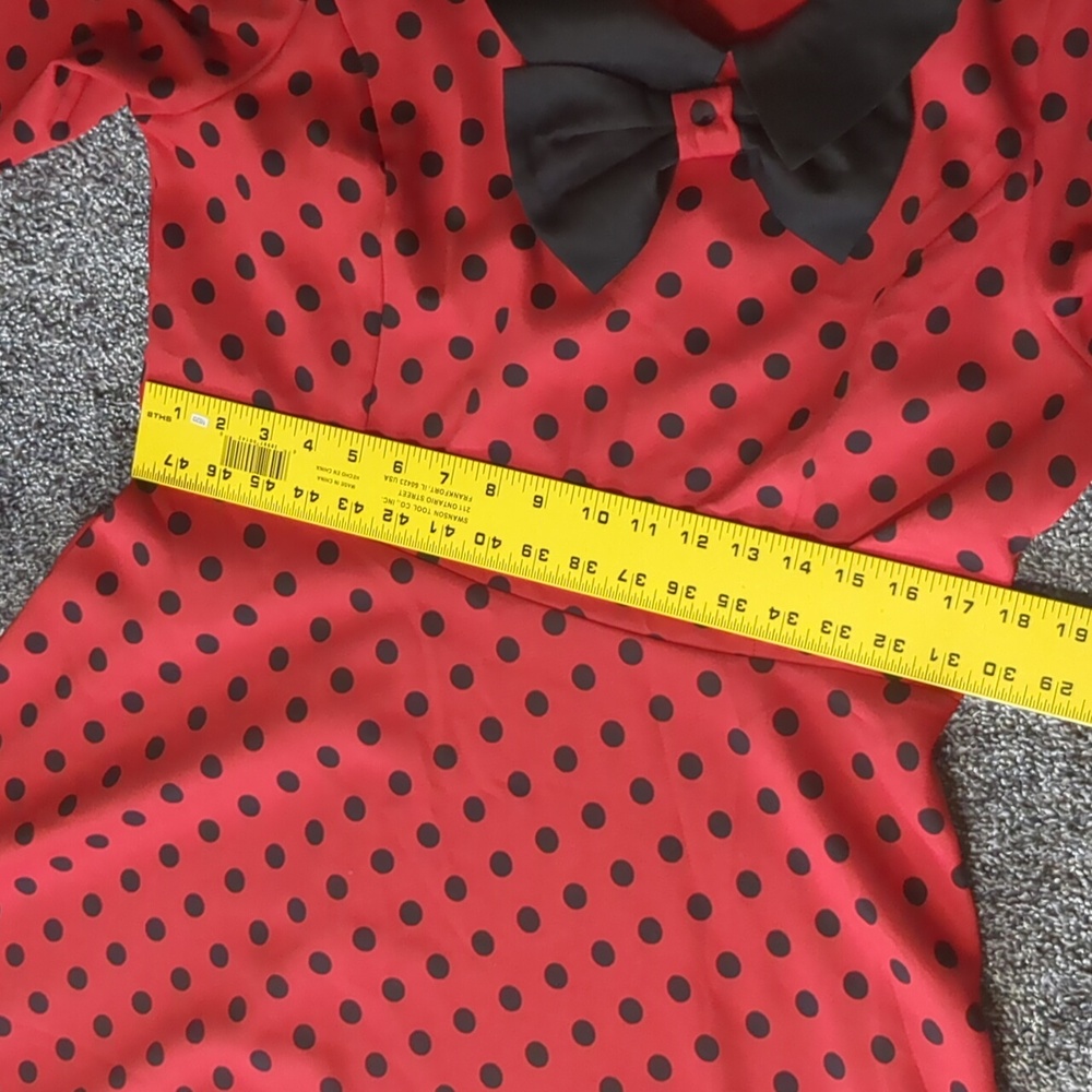 Lindy Bop Red and Black Polka Dot Midi Dress - Picture 8 of 11